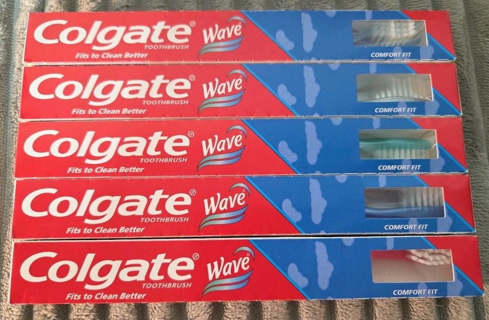 5 NOS Colgate Wave Toothbrush Individually Packaged Assorted Colors ~☆READ☆~2003