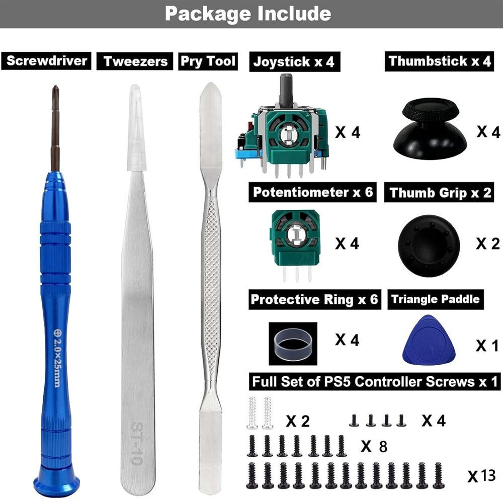 4 Pack Analog 3D Joysticks Repair Part Screwdriver Kit For PS5 Controller B755