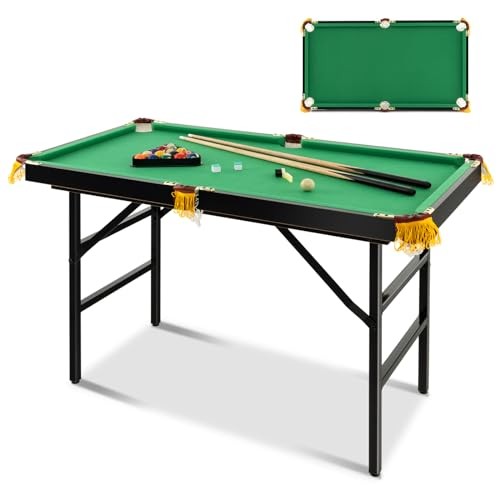 47" Folding Billiard Table, Pool Game Table Includes Balls, Black & Green