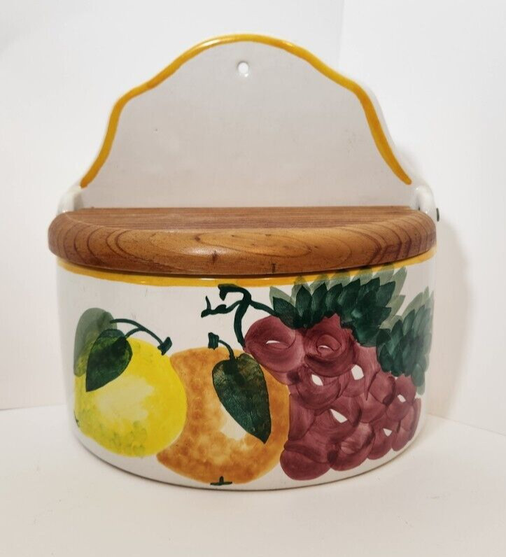 Salt Keeper, Fab. Italian Rustic, Hand Painted, Sit On Counter/Hang on wall!