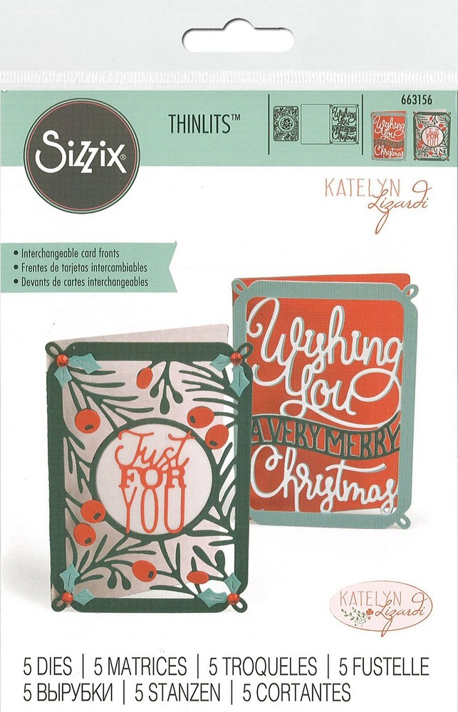 Sizzix Katelyn Lizardi Thinlits Die Set 4 pc. Merry Christmas Mini Card , NEW