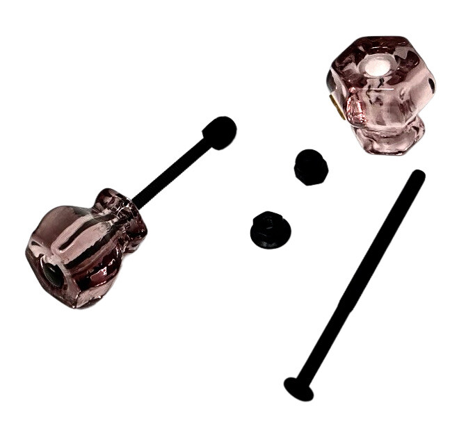 Two Drawer pulls Hexagonal Glass with Oil Rubbed Bronze Bolt