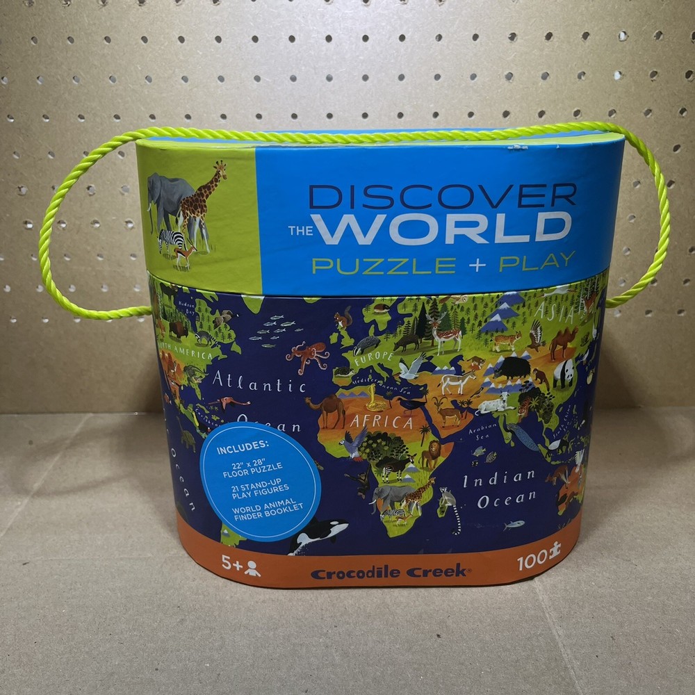 Crocodile Creek Discover The World 100pc Puzzle & Play Set 2016-NEW(Open Box)