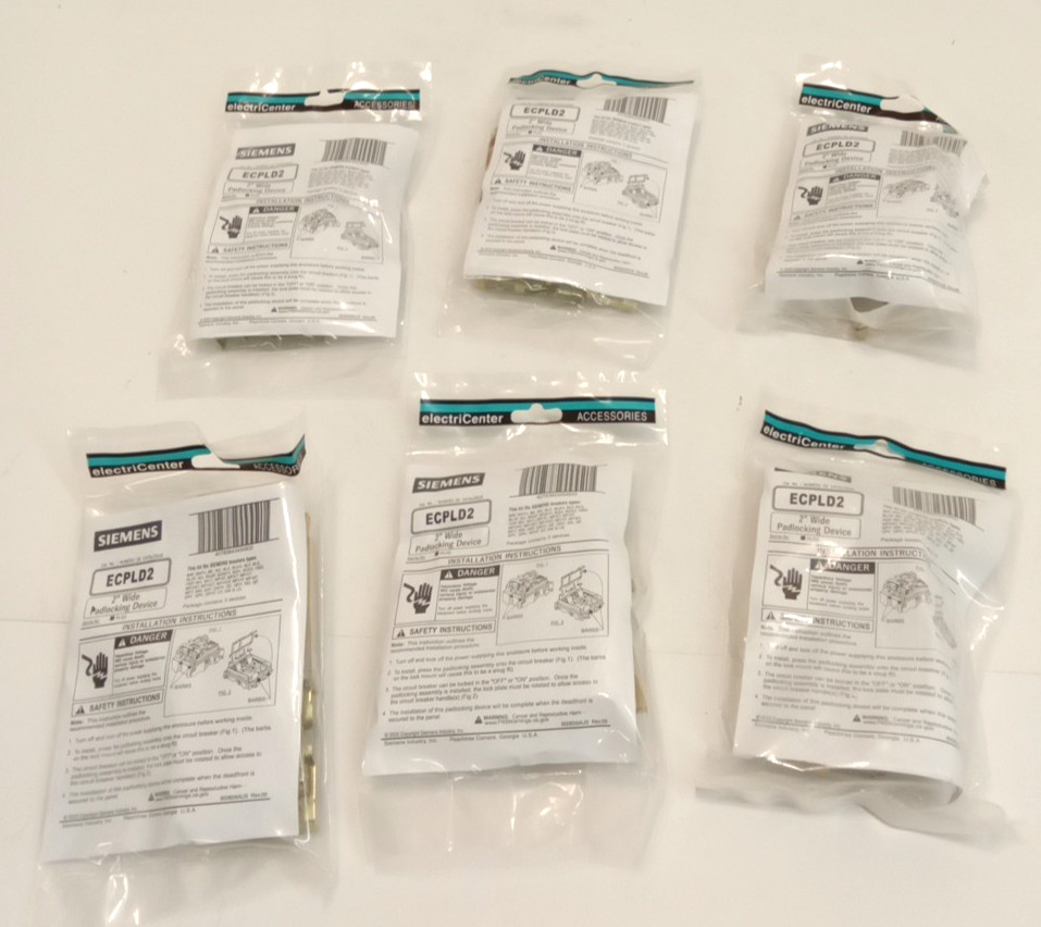 Siemens ECPLD2 2" Wide Padlocking Device for Most 2" Wide Circuit Breakers 6pks