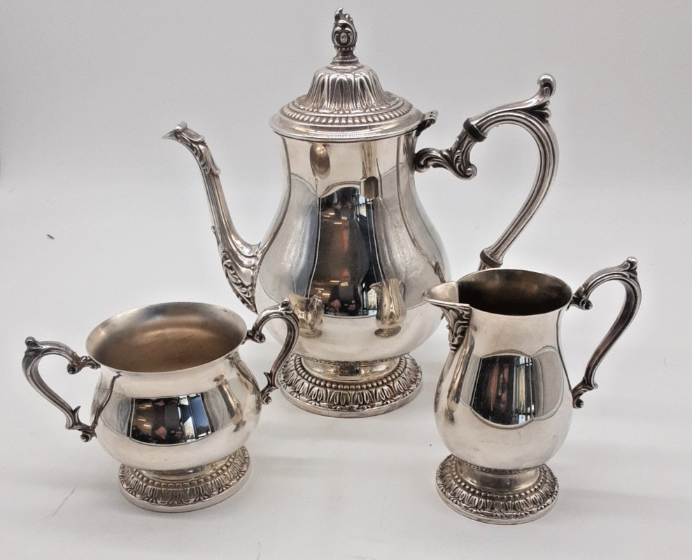 WM Rogers Silver Plate on Copper 3 piece Coffee Service