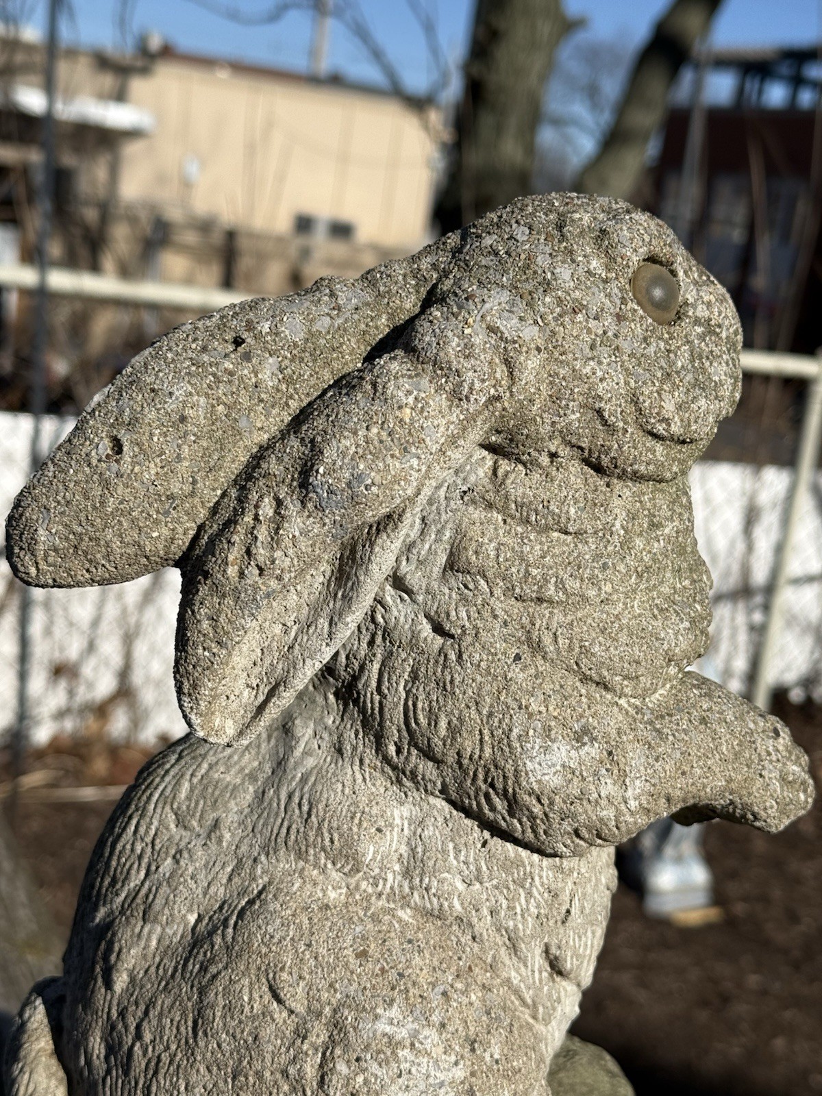 Vintage English Hare concrete bunny rabbit garden statue art