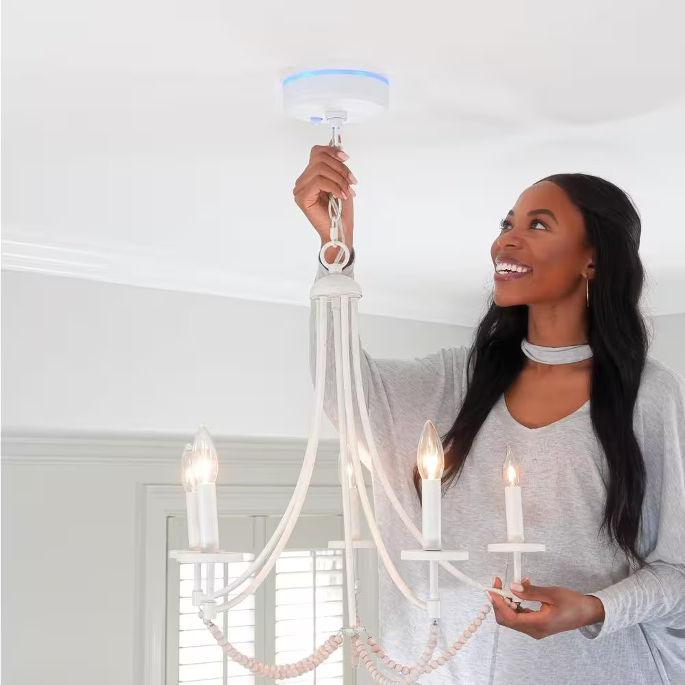 5 In. Matte White Smart Plug and Play Lighting Base - Carina