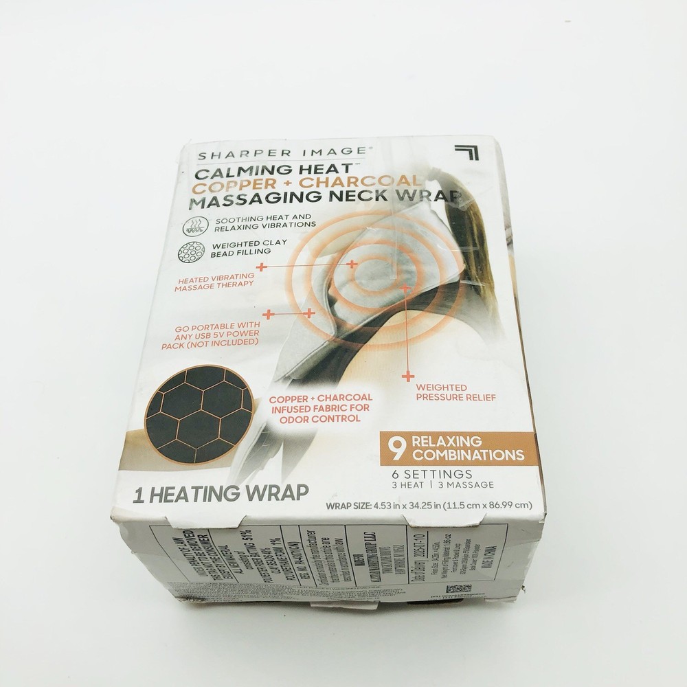 Sharper Image Calming Heat Massaging Neck Wrap, Relaxing Vibrations (OpenBox)