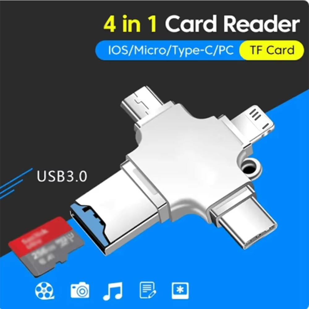 4 In 1 Memory Micro SD Card Reader Adpater For IPhone Ipad Android Mac PC Camera