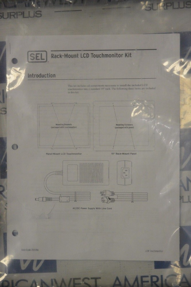 SEL 900-0035A Rack Mount LCD Touchmonitor Kit New Surplus