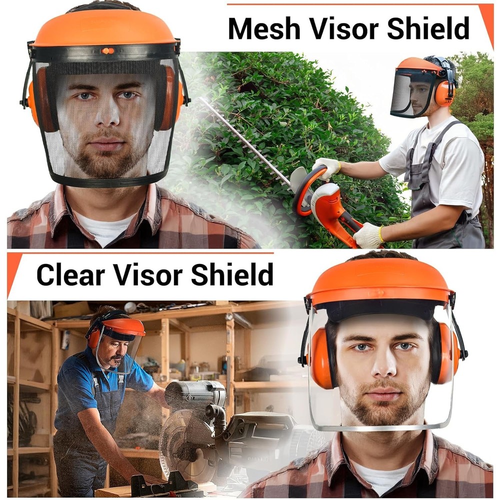 Clear & Mesh Face Shield Combo with Hearing Protection