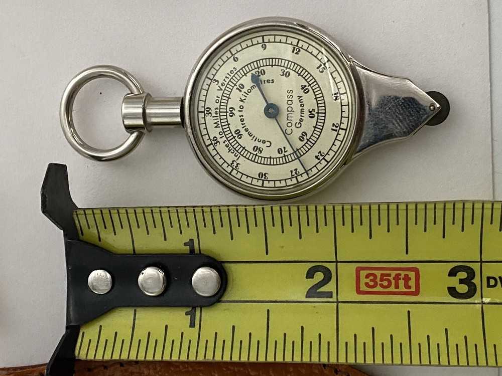 Vintage German Map Measuring Tool Compass w/ring w/Case ~
