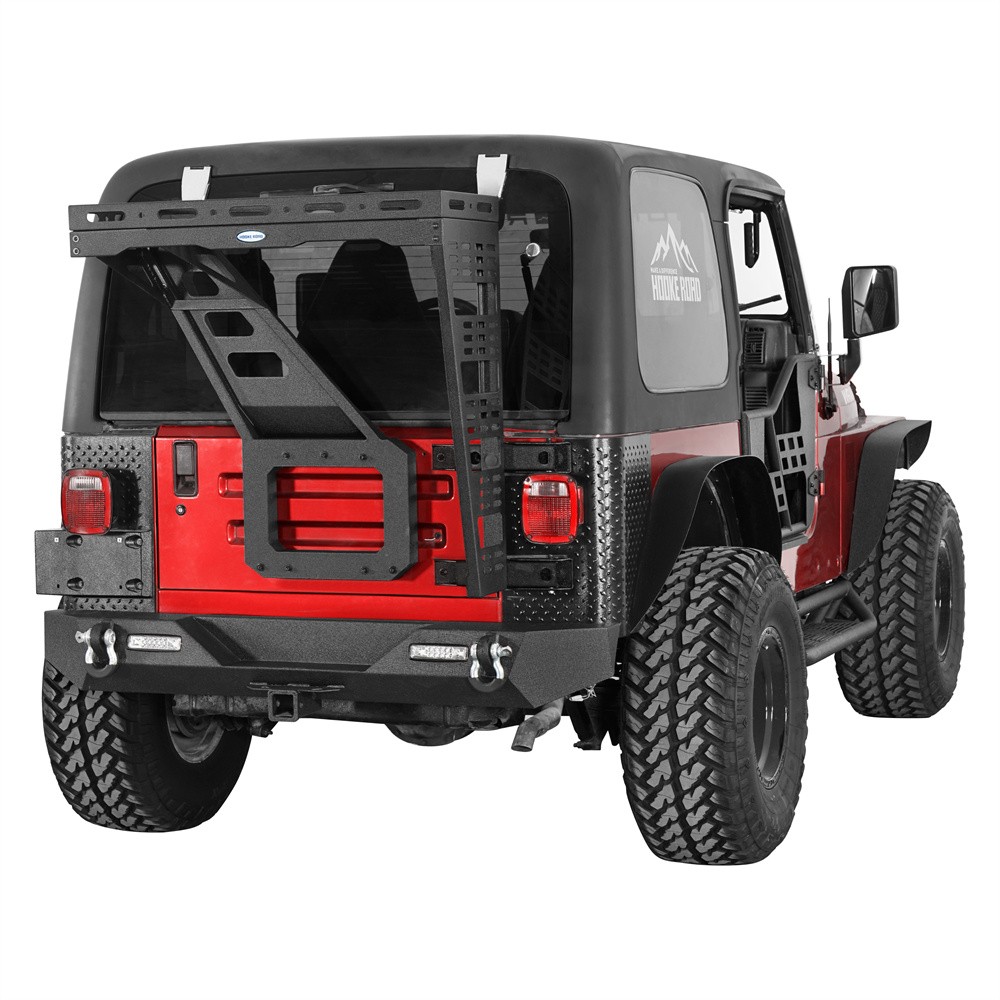 Hooke Road Tailgate Basket Rear Cargo Rack w/ Hinge for Jeep Wrangler TJ 97-06