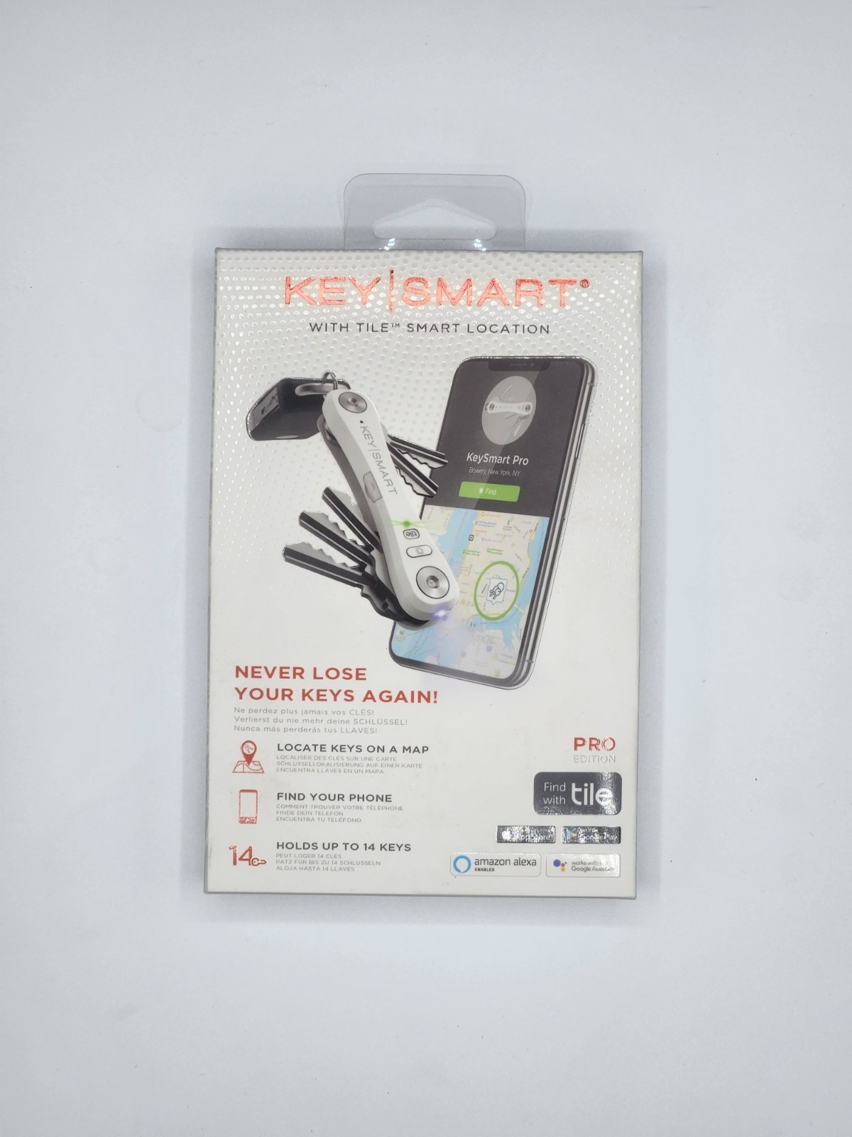 KeySmart - Key Holder Pro with Tile Smart Location, White