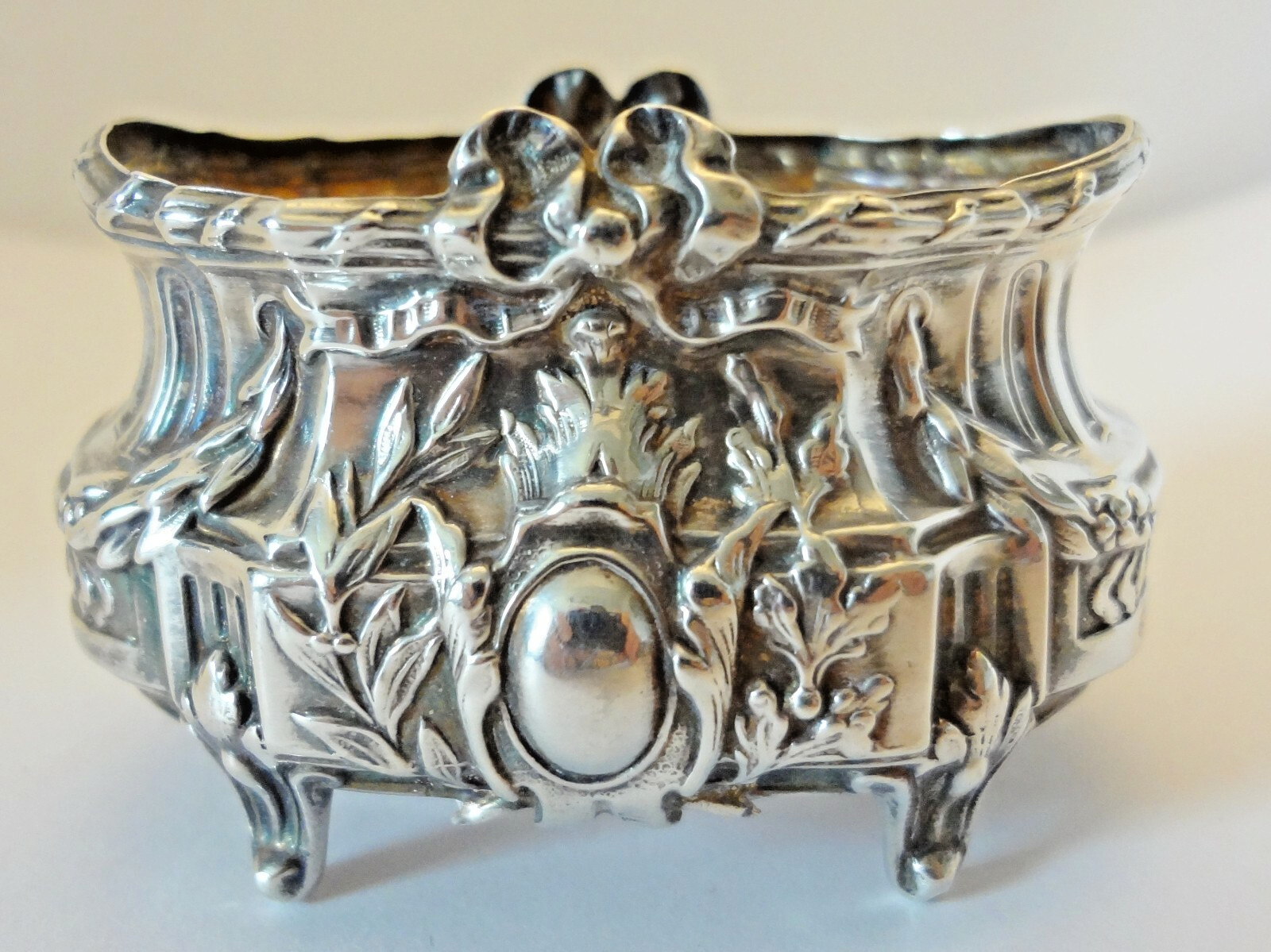 Pair Antique French Salt Cellars PAUL BOUTON & CIE - Glass Liners are Missing