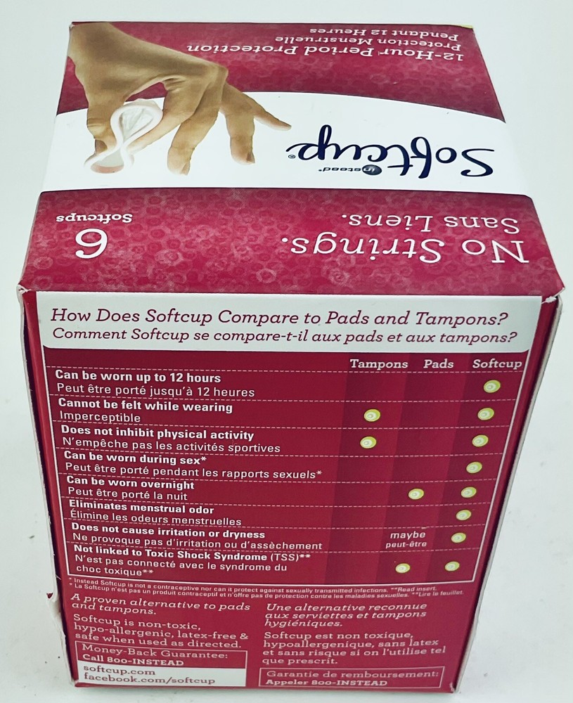 Softcup Menstrual Cup 6 Count 12 hr Eliminates Odor