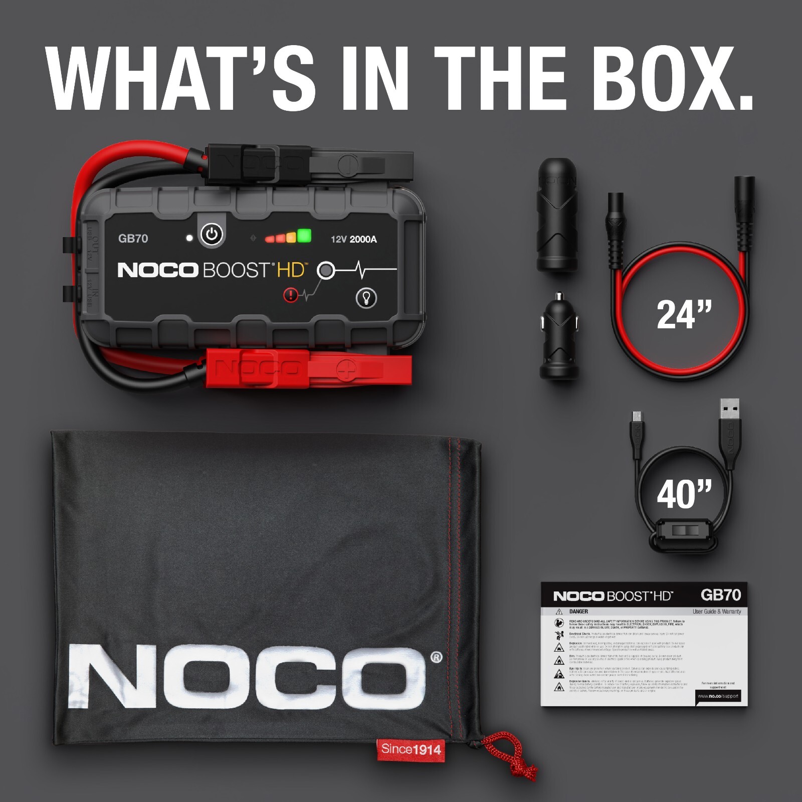 NOCO Boost HD GB70 2000A 12V UltraSafe Portable Lithium Battery Jump Starter