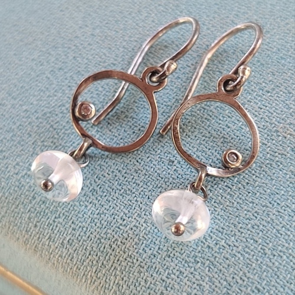 925 Glass Dangling Earrings