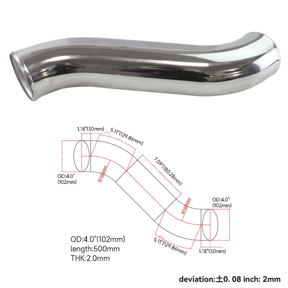 102mm 4" inch Z Shape S Shape Aluminum Turbo Intercooler Pipe Piping Tubing