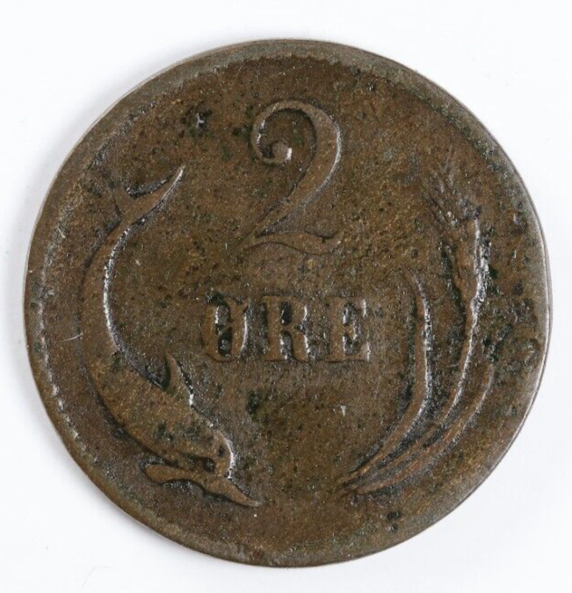 Denmark 1876 2 Two Ore Key Date Coin