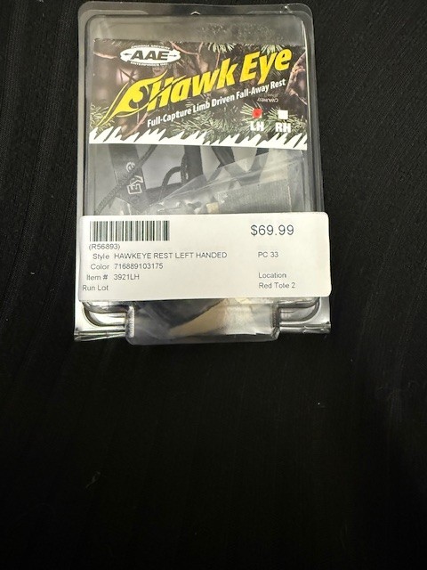 Hawkeye Black Left Handed Compound Bow Rests
