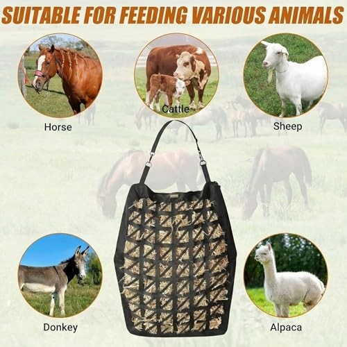 Ultra-Slow Feed Hay Bag for Horses, Goats & Cows - Durable 1680D Oxford Cloth, E
