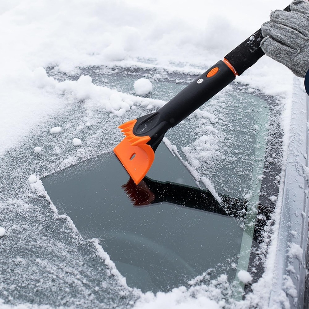 Versatile 39" Extendable Snow Brush with Wide Squeegee & Detachable Scraper