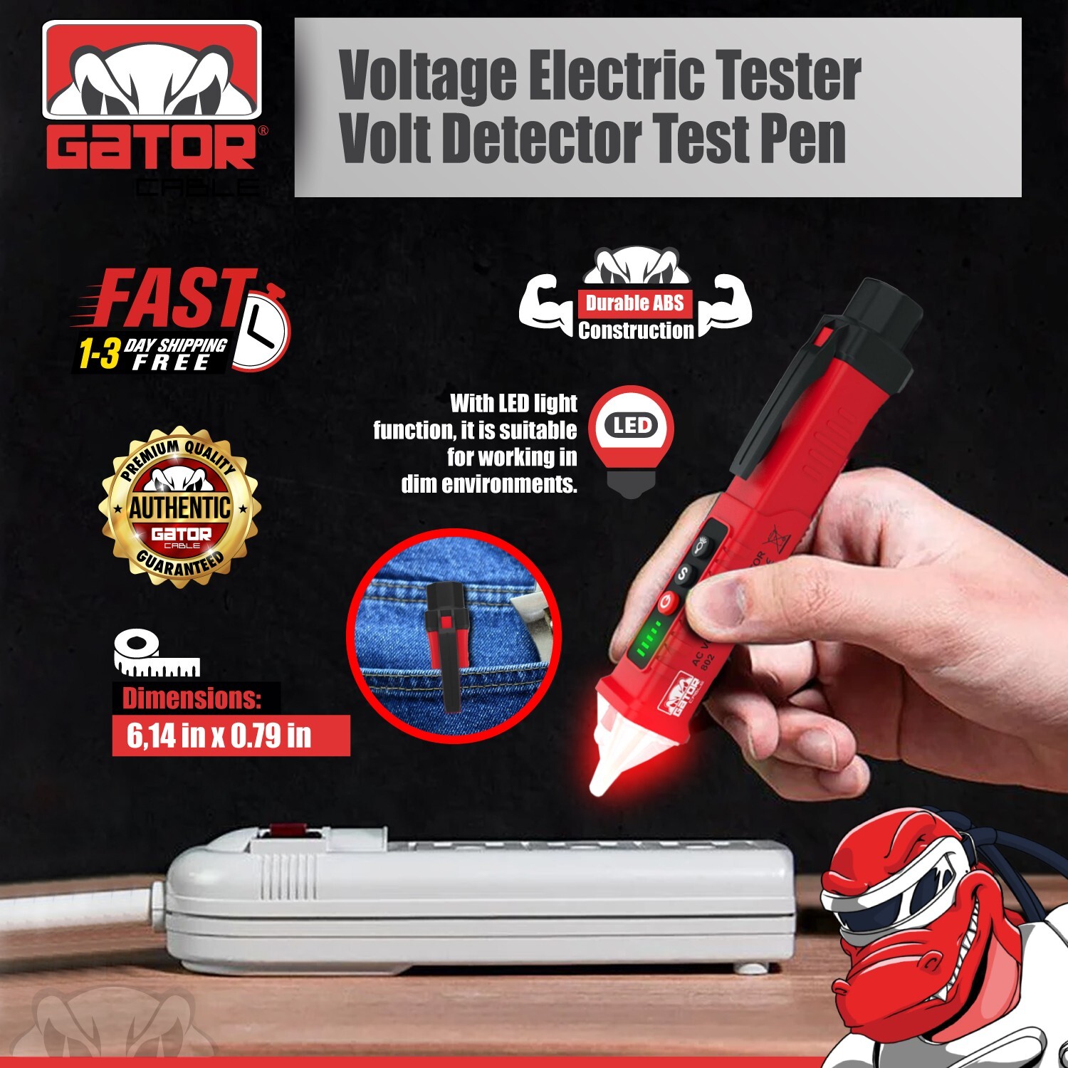 Voltage Electric Tester Volt Detector Test Pen Non-Contact Sensor AC DC 12-1000V