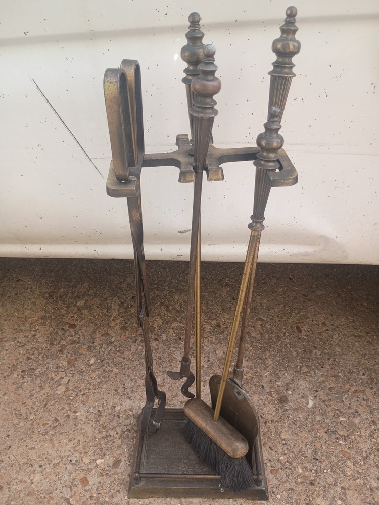 Vintage 3 Piece Fireplace Tools Set with Stand