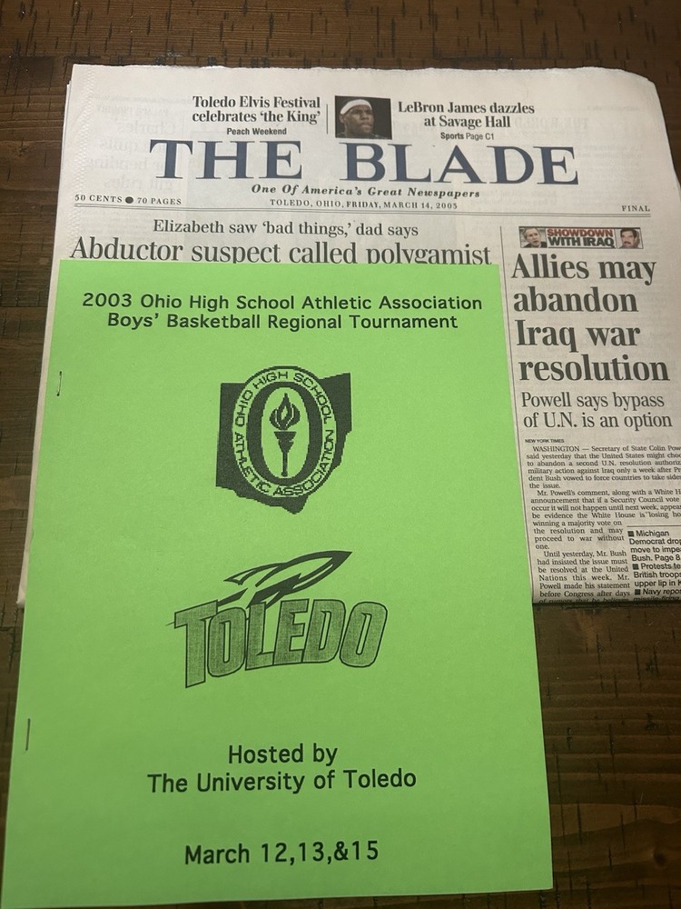 LeBron James 2003 Newspaper And Program SVSM High School State Tournament