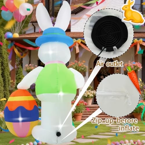 12FT Bunny Holding Egg Easter Inflatable Decoration 12FT rabbit holding eggs