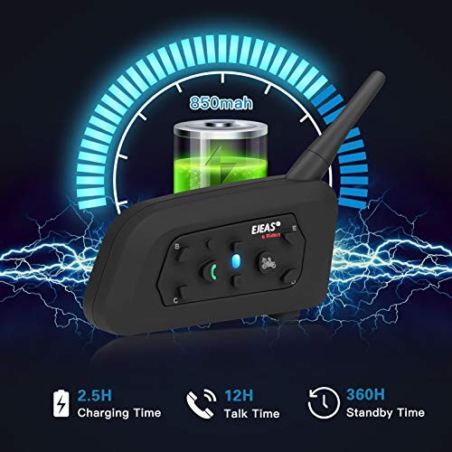 EJEAS V6 Pro Motorcycle Helmet Bluetooth Intercom Headset 1200M 2 People Full