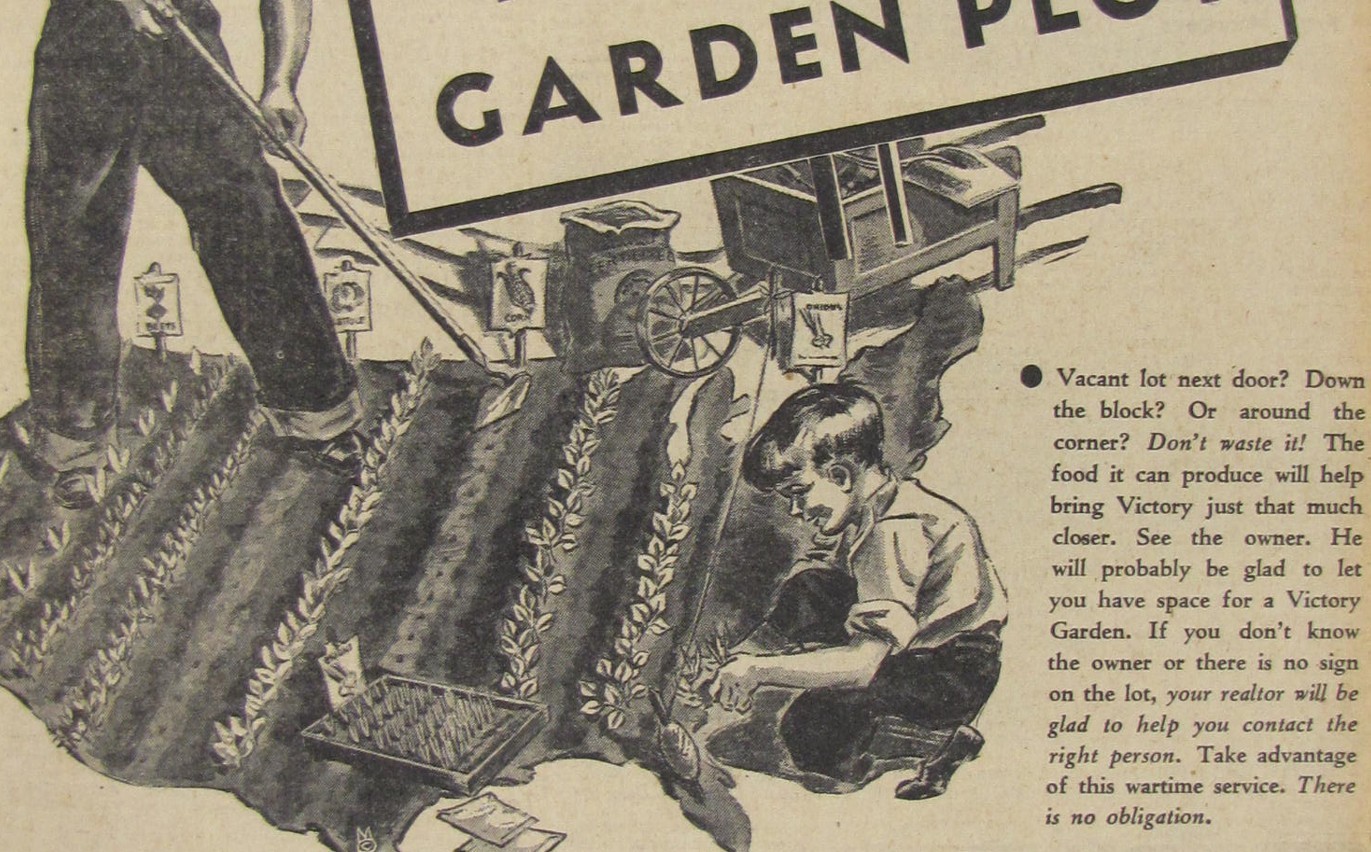 Vintage 1943 VICTORY GARDEN Farm Plot Newspaper Print Ad