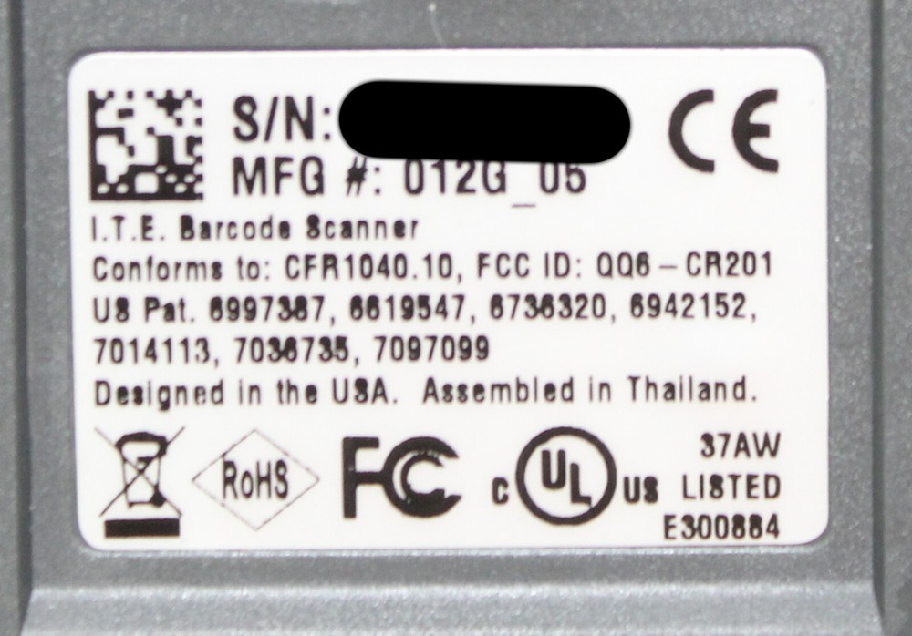 ITE Code RX-F1 Bar Code Reader Scanner 012G-05 with BH1 Battery Handle
