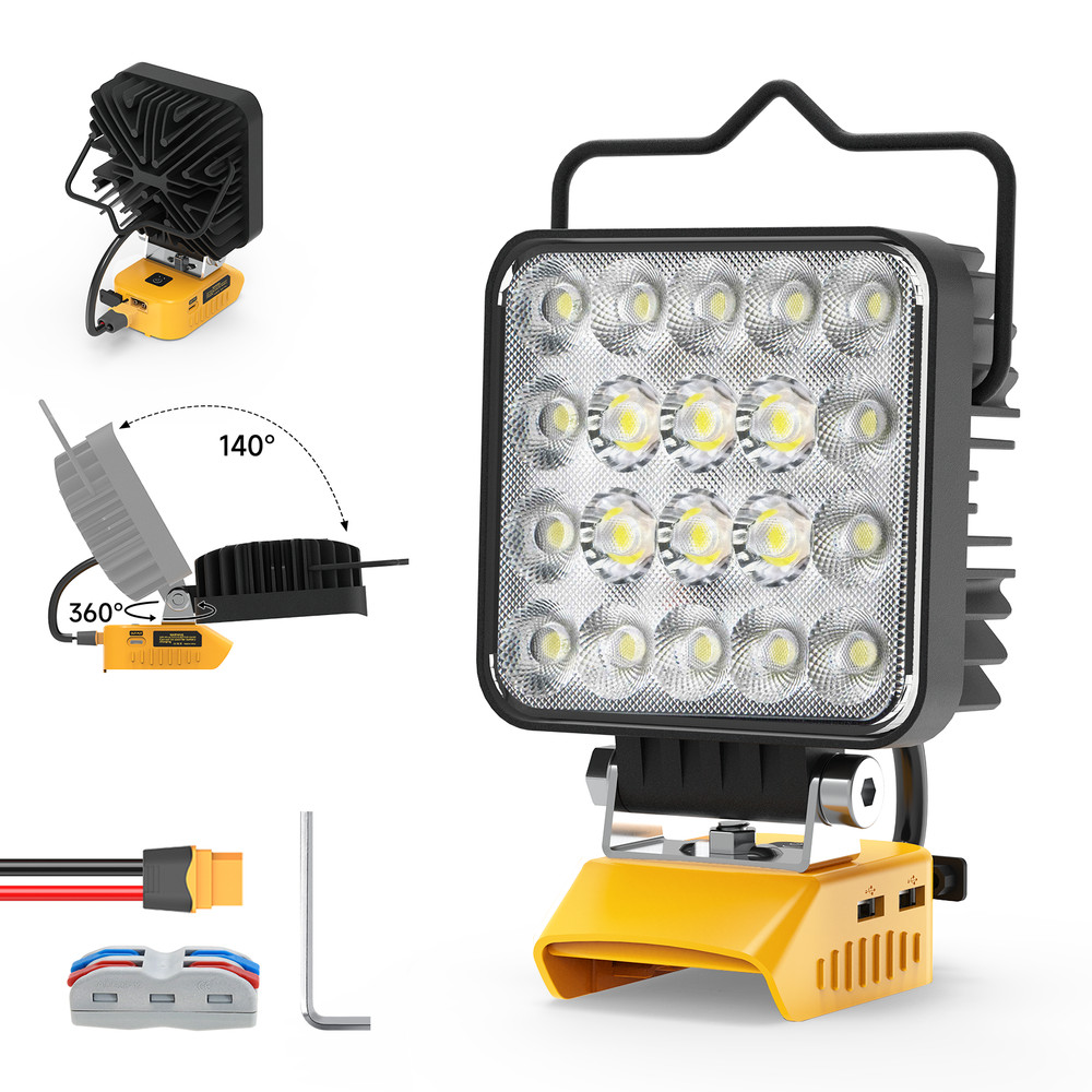 USB,Type-C,60W Work Light LED Compatible with Dewalt 20V Battery 6000LM