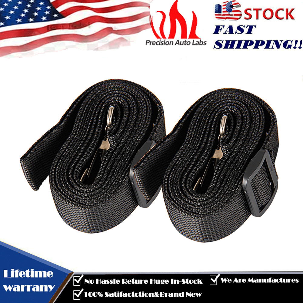 2 Pcs Adjustable Bimini Top Tie Down Webbing Straps with loop Snap hooks