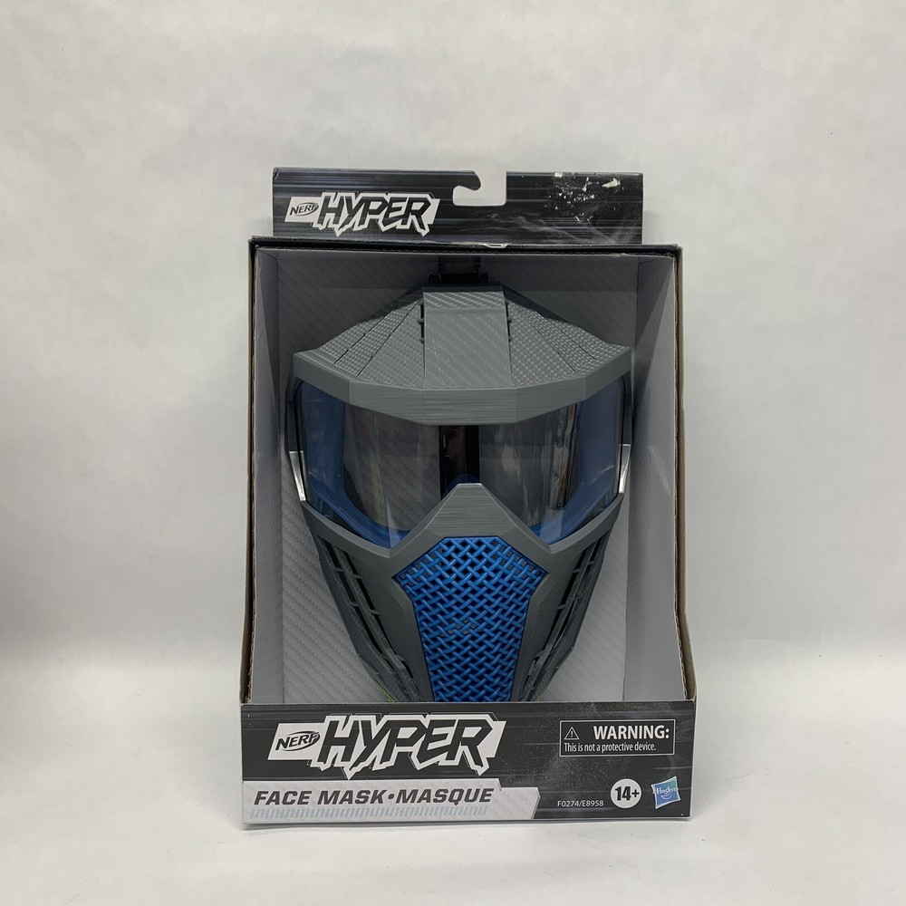 🔥✅ Hasbro Nerf Hyper Face Mask Blue Adjustable Head Strap Breathable Design