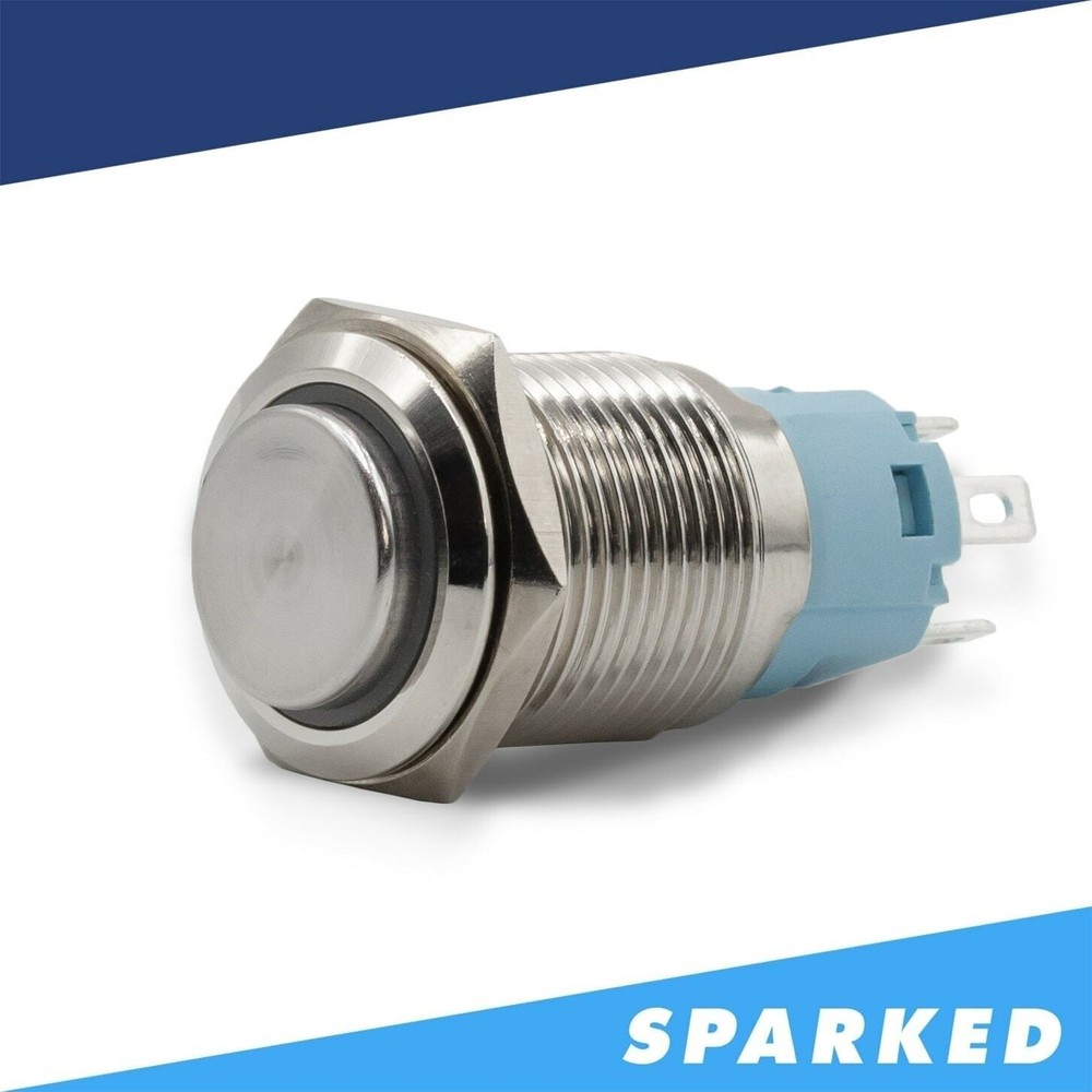 Sparked Innovations Aluminum Latching Push Button Switch 12V Halo Ring - Red