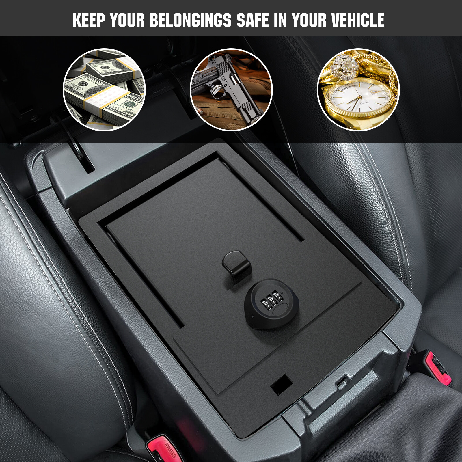 Center Console Safe Vault Storage Box For 2010-24 Toyota 4Runner For 00016-86184