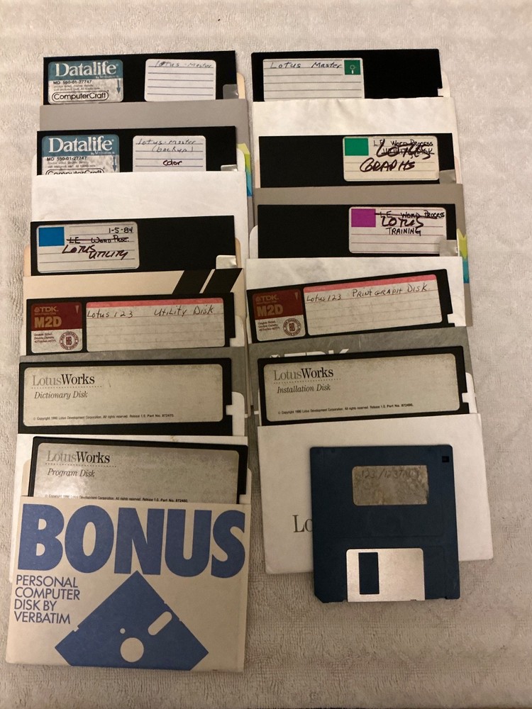 (2) Vintage IBM PC Lotus 123 Version 1A Graphics. Management Plus more software