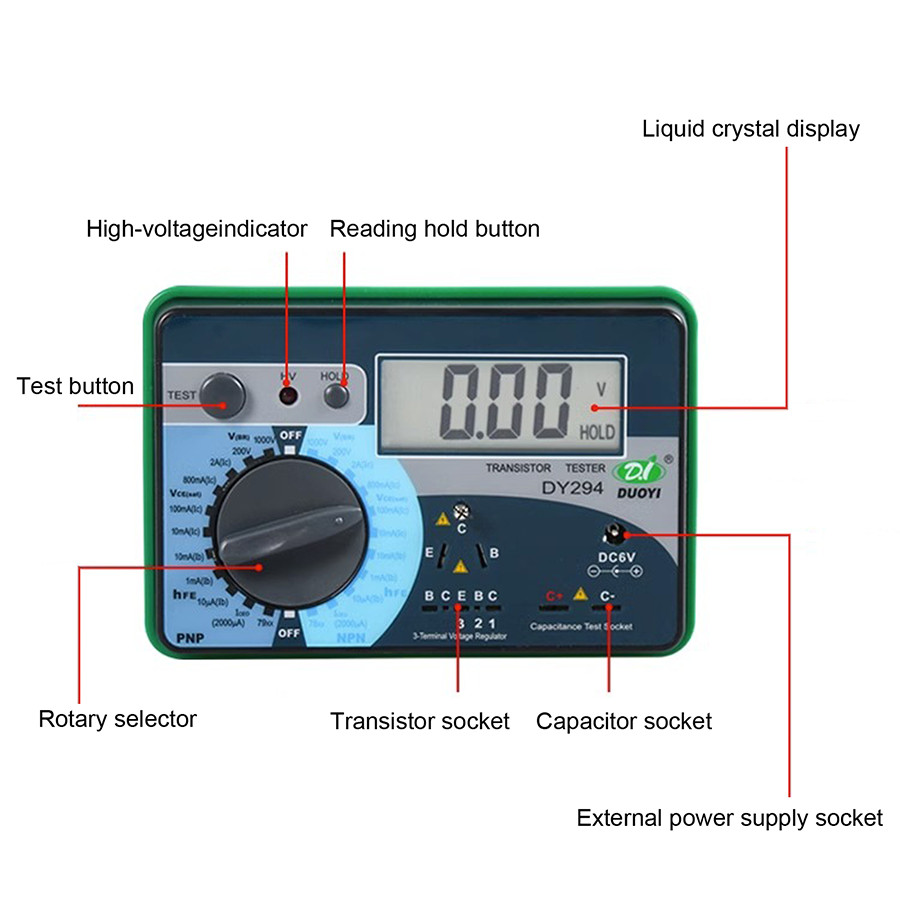 1pc New DUOYI DY294 Digital Transistor DC Parameter Tester US