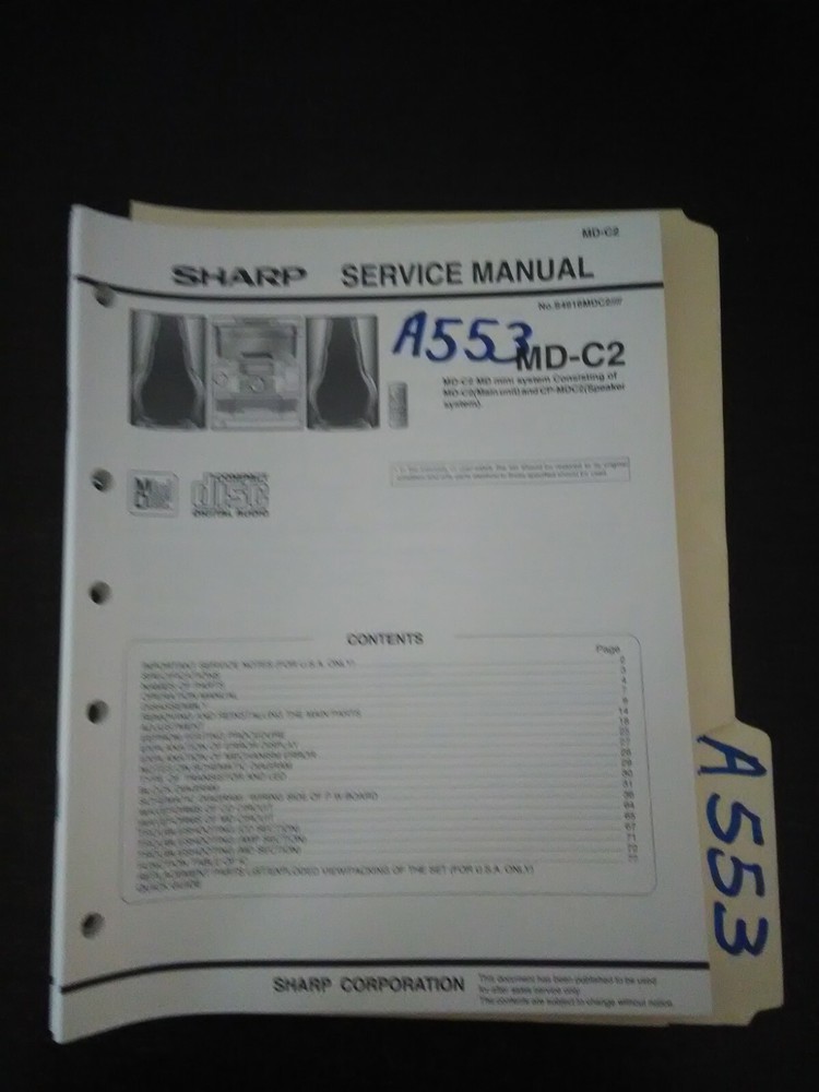 Sharp MD-C2 service manual original repair book