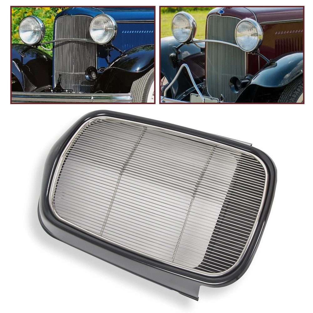 For 1932 Ford Steel Front Grille Shell+Stainless Insert Grill Without Crank Hole