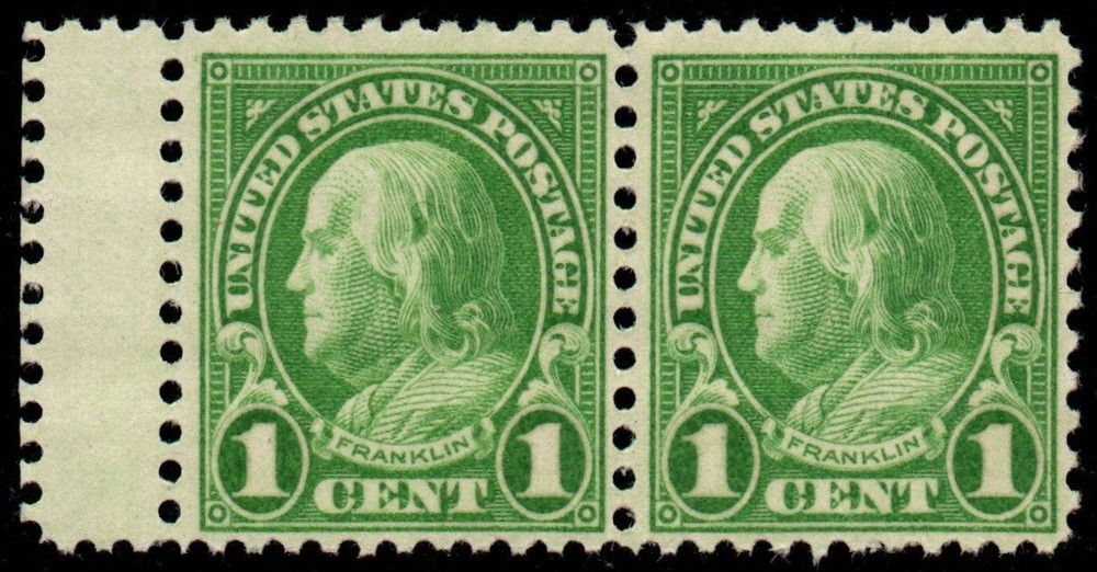 U.S. #632 MNH VF Left Margin Pair with Full Gutter @ Left