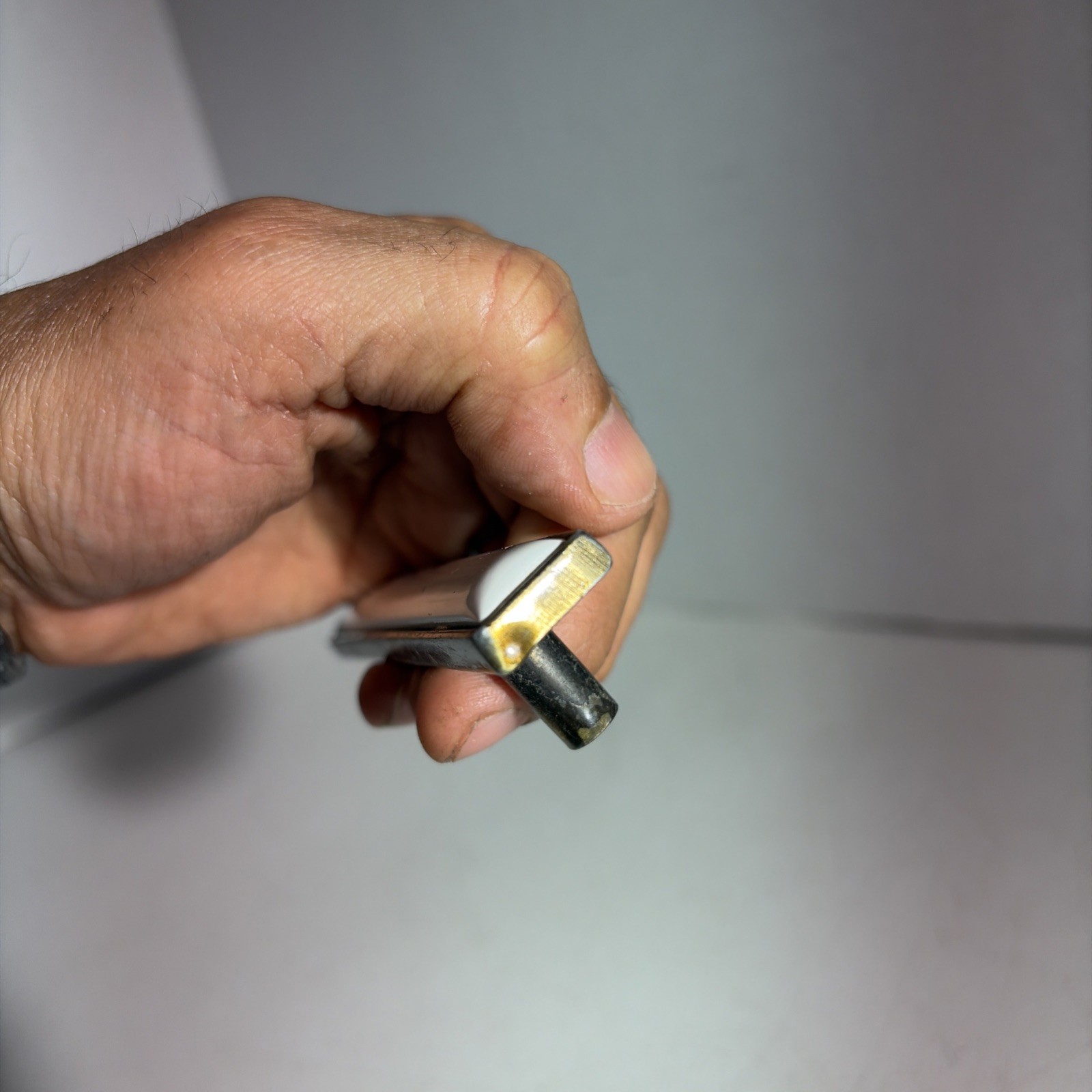 Vintage Single Mid Century Modern Gold Tone White Ceramic Drawer Pull Handle