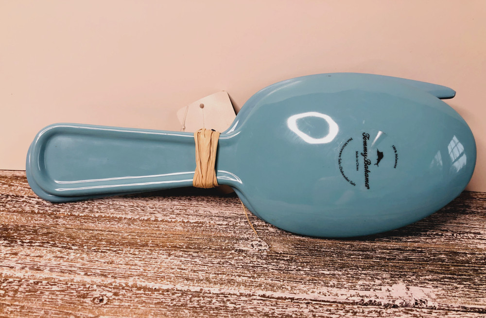 Tommy Bahama Salad Server Set Spoon Fork Rustic Turquoise Blue Crackle NEW