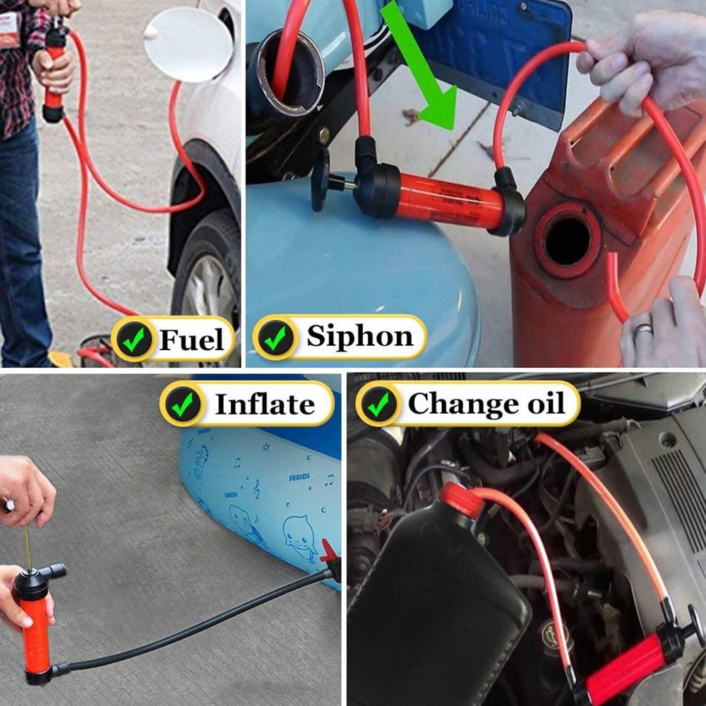 Multi-Purpose Siphon Transfer Pump Kit, Fluid Fuel Extractor Suction Tool USA