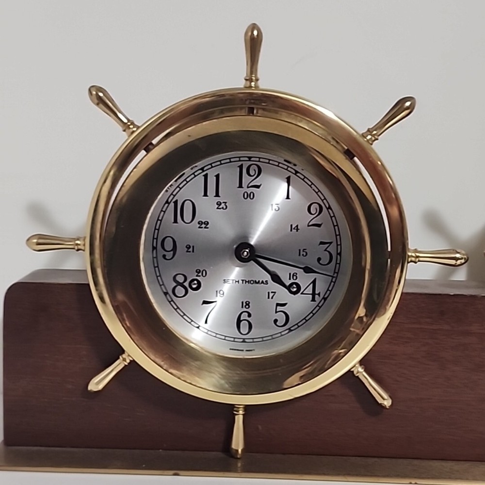 Seth Thomas Ships Bell Brass Helmsman Clock & Barometer E537-011