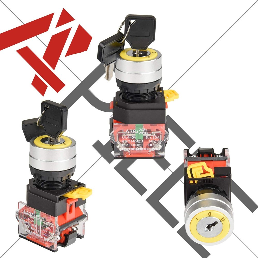 APIELE 22mm Key Switch 440V 10A 2NO Maintained (3 position, Latching)