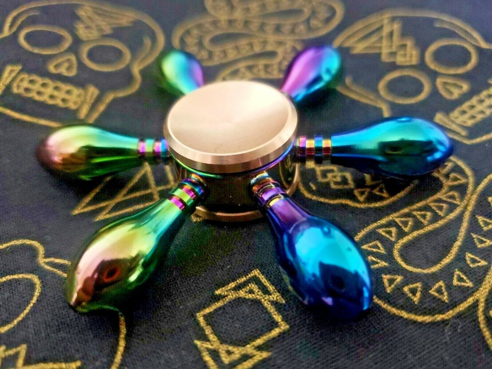 Rainbow Bowling Pins Solid Brass Fidget Spinner Toy Good Quality ADHD Focus EDC